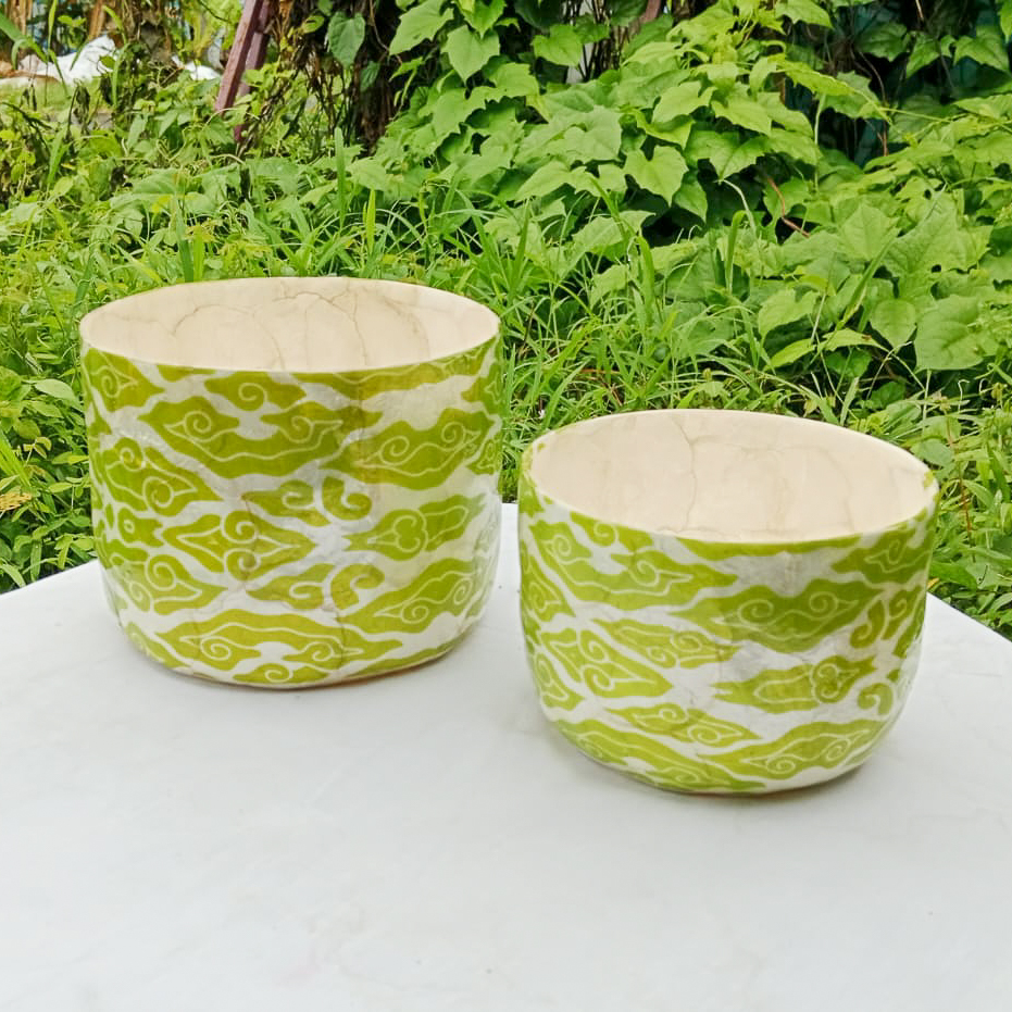 SET 2 Megamendung  Capiz Indoor POT	- L : Dia 18 x Ht 14 cm | S : Dia 15 x Ht 10 cm