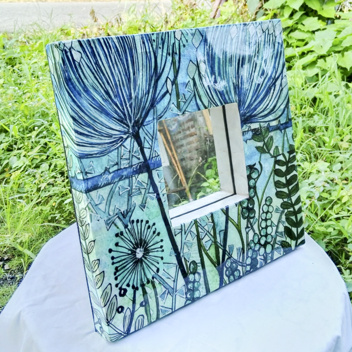 Mirror Capiz flowers Motiff - 40x 40 x 5 cm